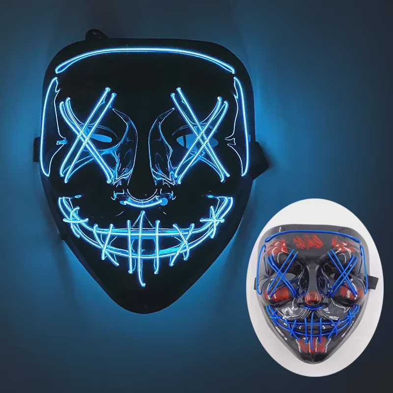 Verlicht LED Neon Purge Masker met Fiber Optic Handschoenen - Halloween & Feest