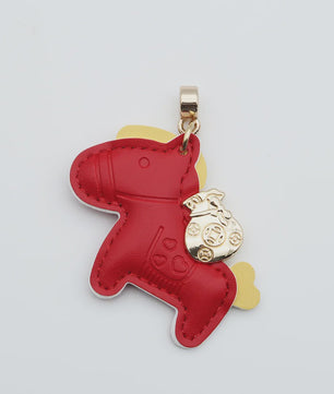 Luxe Paard Sleutelhanger - Handgemaakt Leer met Geluksmunt Charm