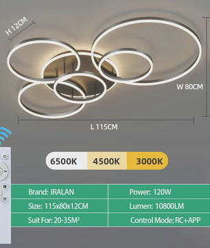 Moderne LED Plafondlamp Chandelier - Dimbare Ring Lamp voor Woonkamer & Slaapkamer