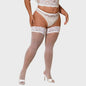 Ultra Dunne Kant Kousen tot Boven de Knie voor Plus Size Dames - Zwart & Wit