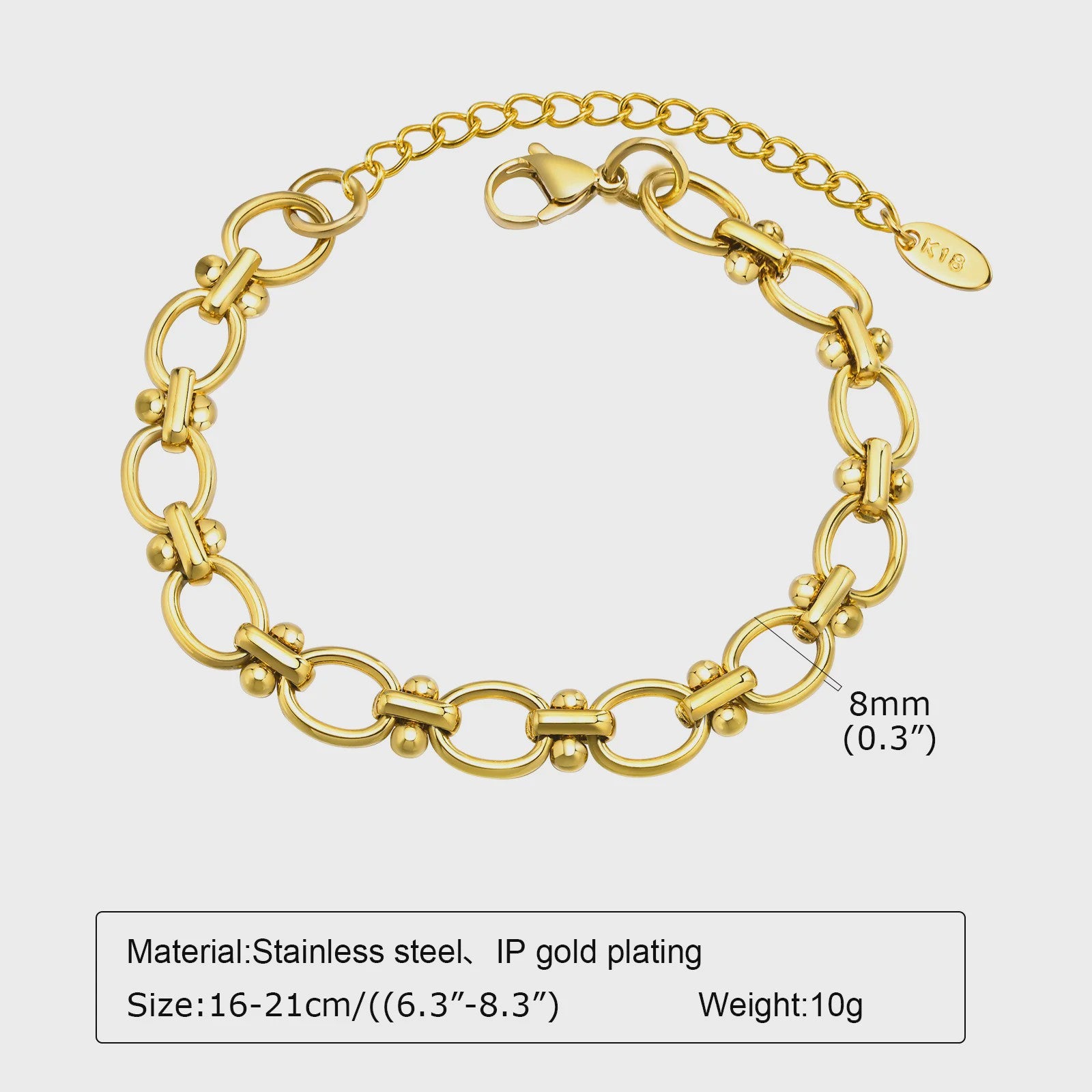 Gouden Chunky Schakelarmband met OT Sluiting - Roestvrij Staal, Aanslagvrij