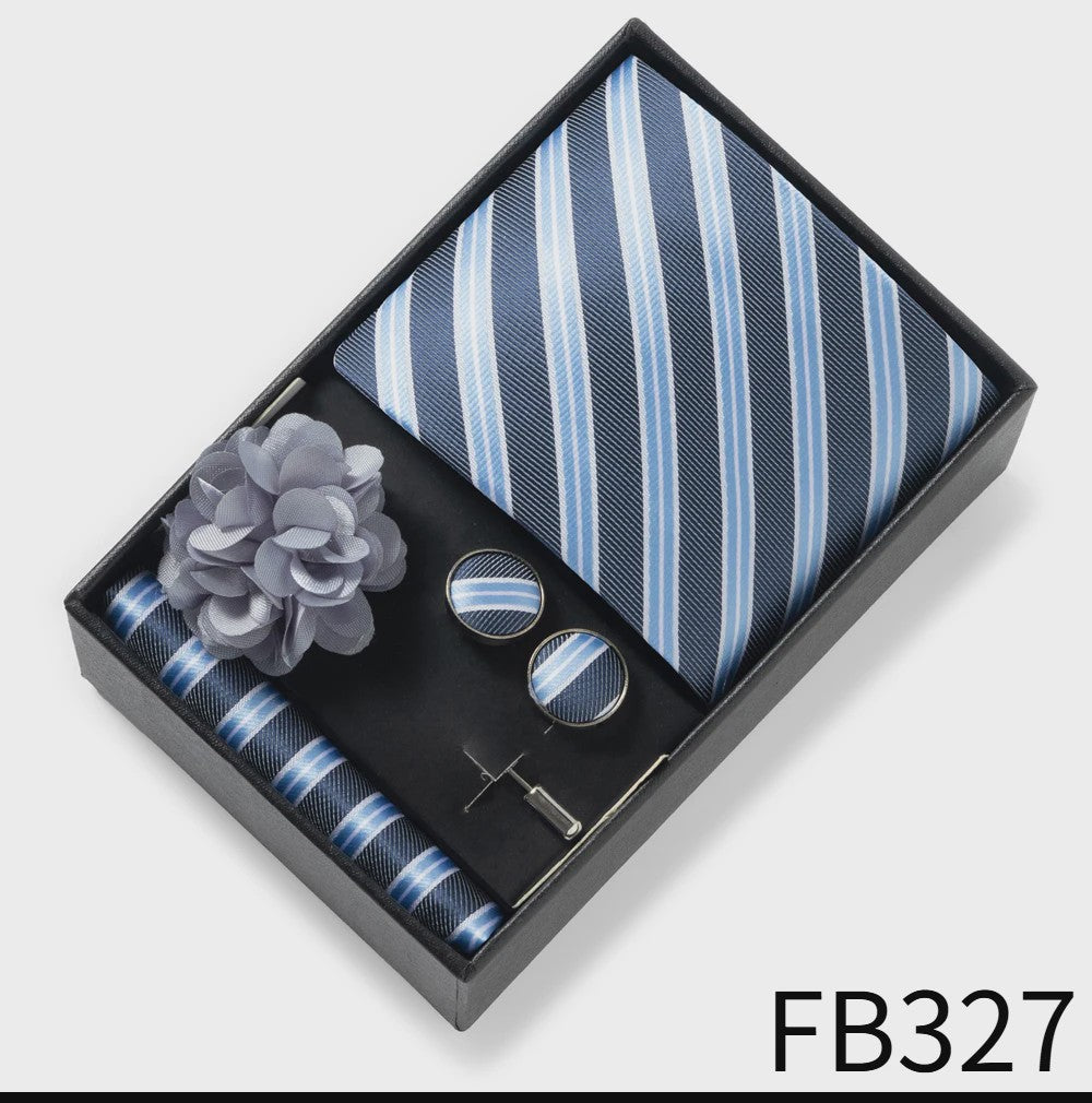 Luxe Heren Cadeauset: Strikdas, Zakdoek, Manchetknopen, Clip & Broche - Perfect voor Bruiloft & Feest