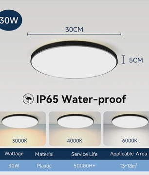 Waterdichte LED Plafondlamp Rond - 18W/30W/40W - IP44 - Keuken, Badkamer, Woonkamer