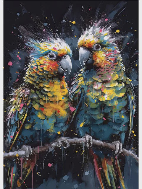 Abstracte Dieren Canvas Poster: Leeuw, Tijger, Aap, Uil - Muurdecoratie Woonkamer