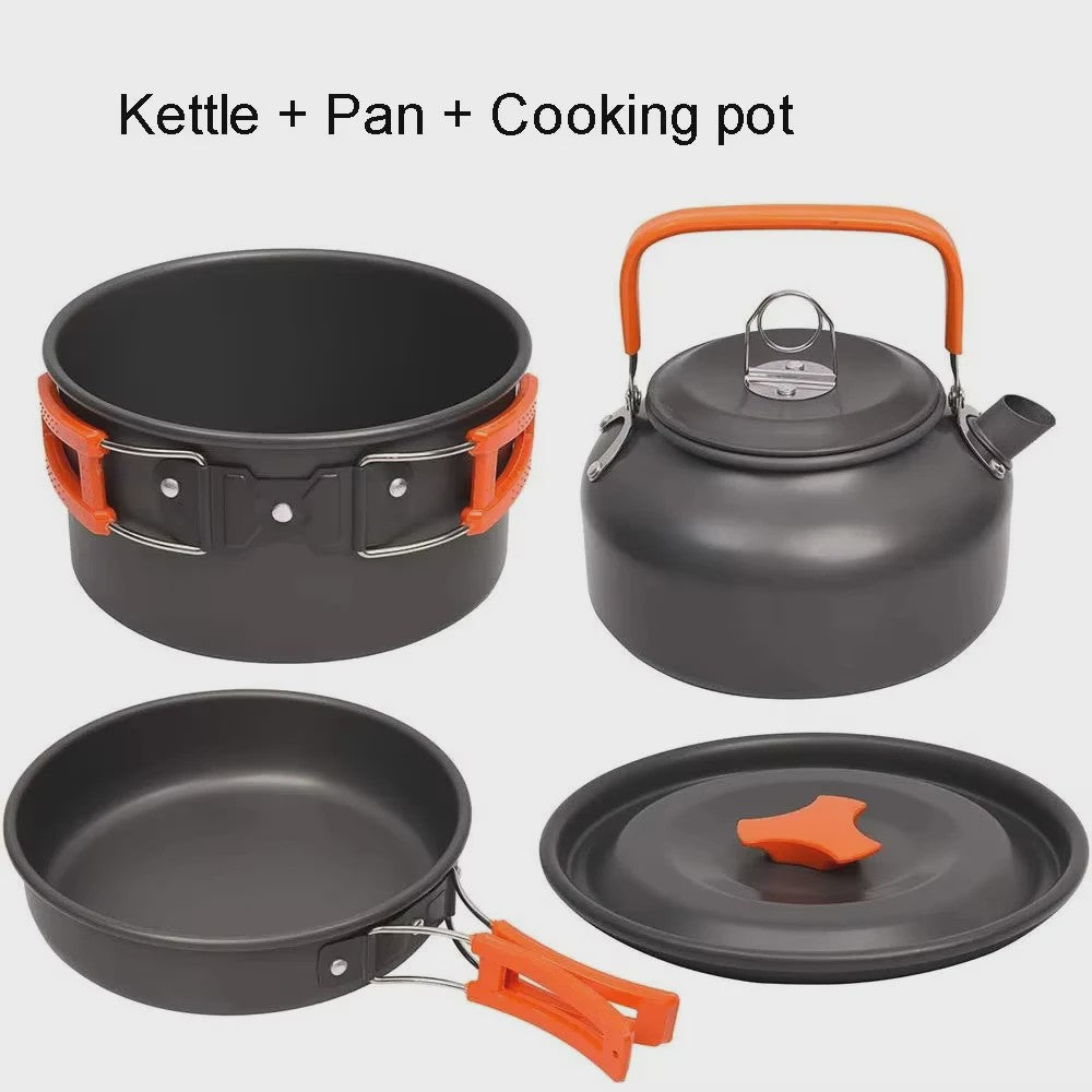 Kampeer Kookset Aluminium Outdoor Keukengerei Set - 12 Delig voor 2-3 Personen