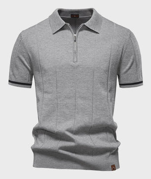 Heren Gebreide Polo met Rits - Slim Fit Sport & Casual