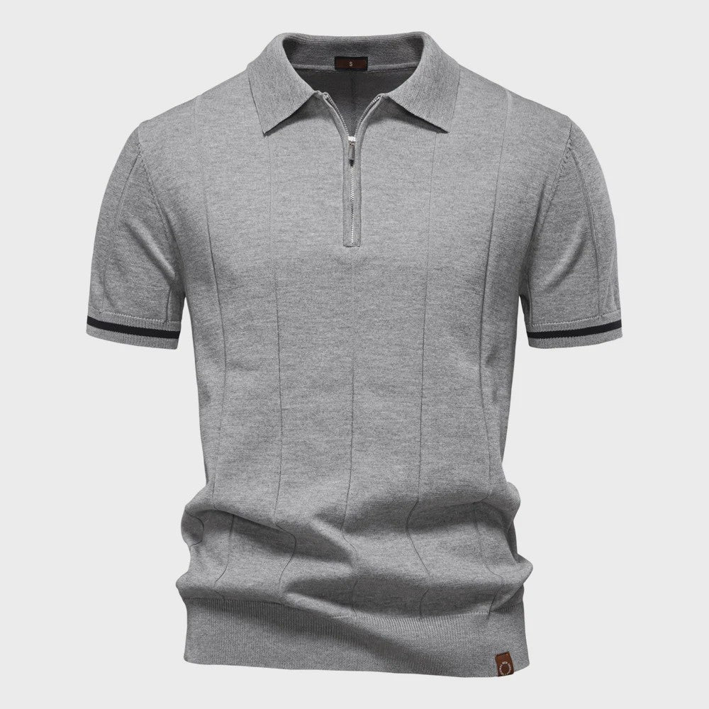 Heren Gebreide Polo met Rits - Slim Fit Sport & Casual