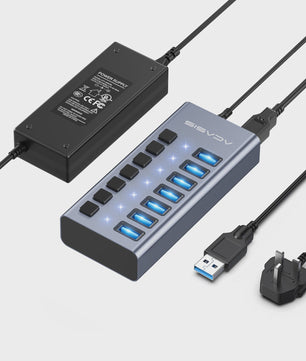 Acasis 16-Poorts USB Hub 10Gbps met Individuele Schakelaars & Snelle Data Transfer