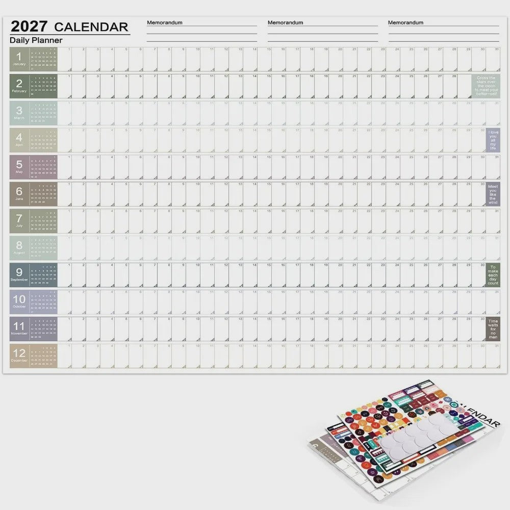 Jaarplanner 2027 - Grote Wandkalender met Planvakken en Stickers