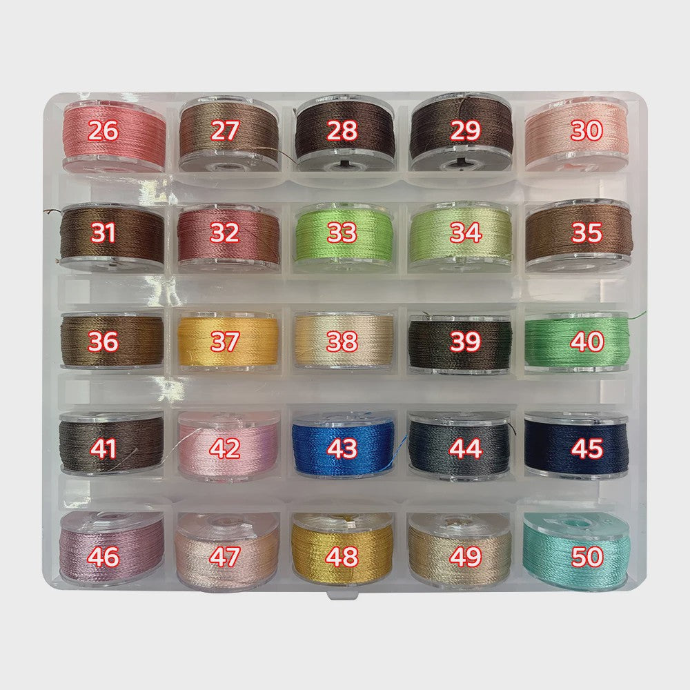 25 Kleuren Hoogglans Borduur Garen - 90 Meter Spoelen voor Handwerk & DIY