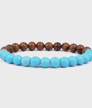 Natuursteen Armband Heren Dames - Lava & Hout Kralen 8mm