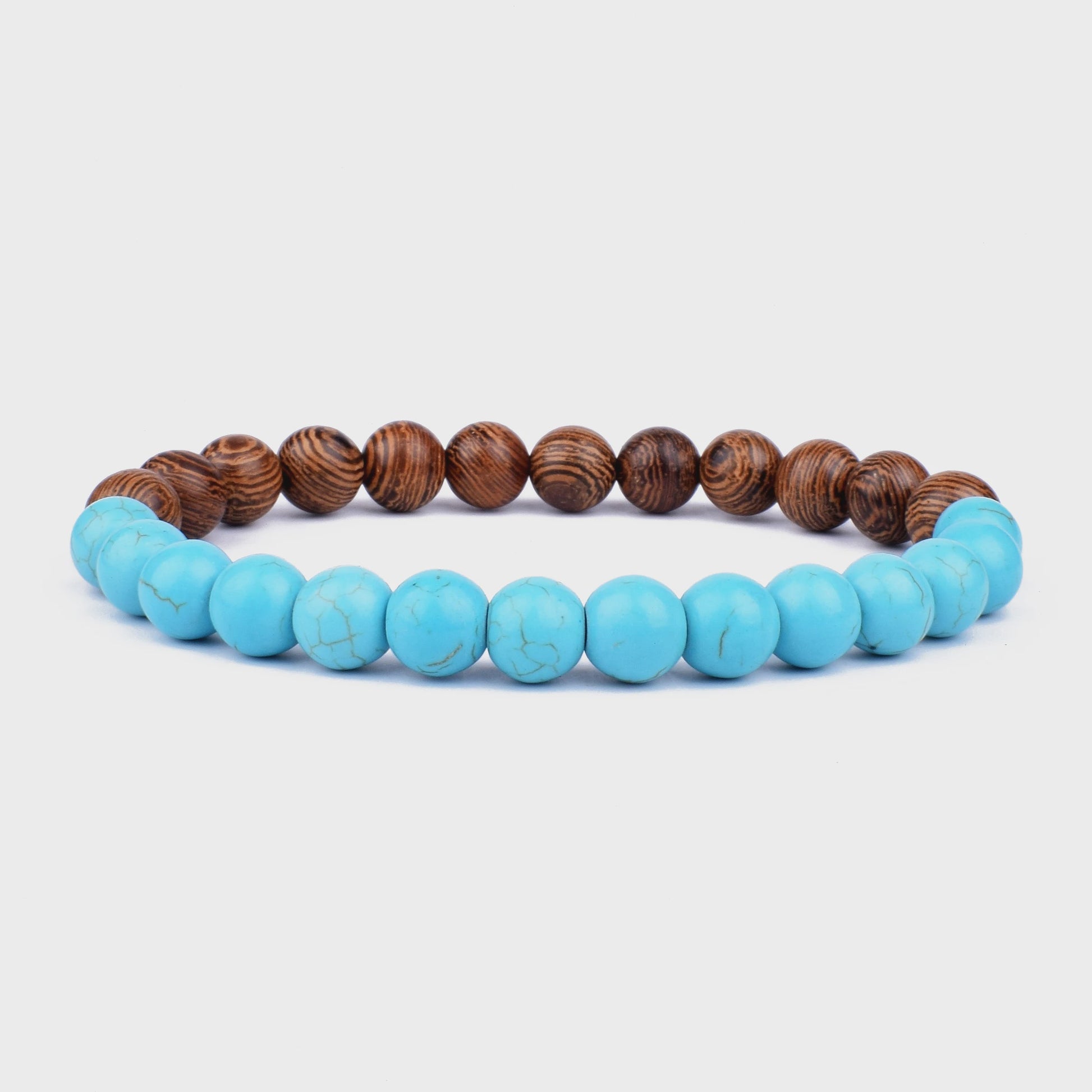 Natuursteen Armband Heren Dames - Lava & Hout Kralen 8mm