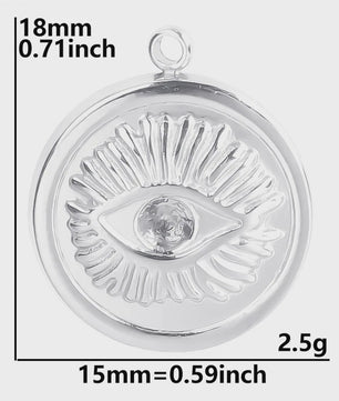 Set van 5 Zilverkleurige Stainless Steel Bedels: Ster, Maan, Zon, Vlinder, Roos & Ojo Turco