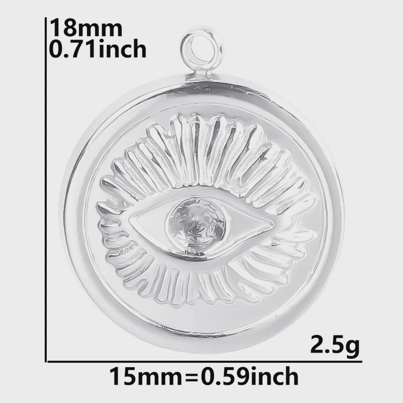 Set van 5 Zilverkleurige Stainless Steel Bedels: Ster, Maan, Zon, Vlinder, Roos & Ojo Turco