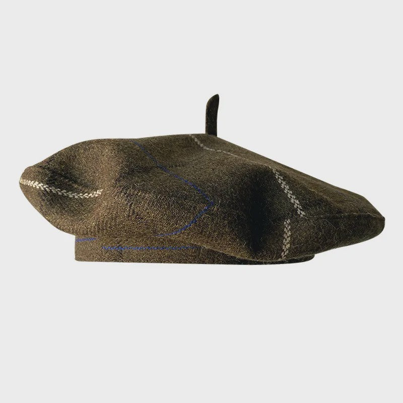Stijlvolle Ruitjes Baret voor Dames - Retro Vliegende Schotel Hoed
