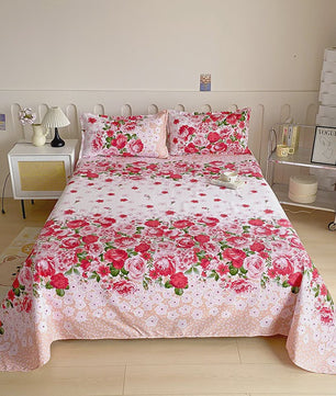 Rood Bloemenprint Top Sheet - Diverse Maten - 150x200 cm