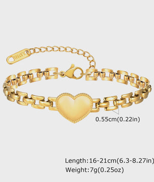 Gouden Roestvrij Staal Chunky Schakelarmband voor Dames - Waterdicht & Verstelbaar