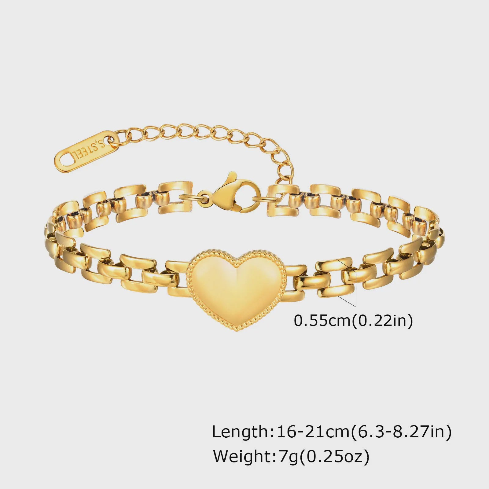 Gouden Roestvrij Staal Chunky Schakelarmband voor Dames - Waterdicht & Verstelbaar