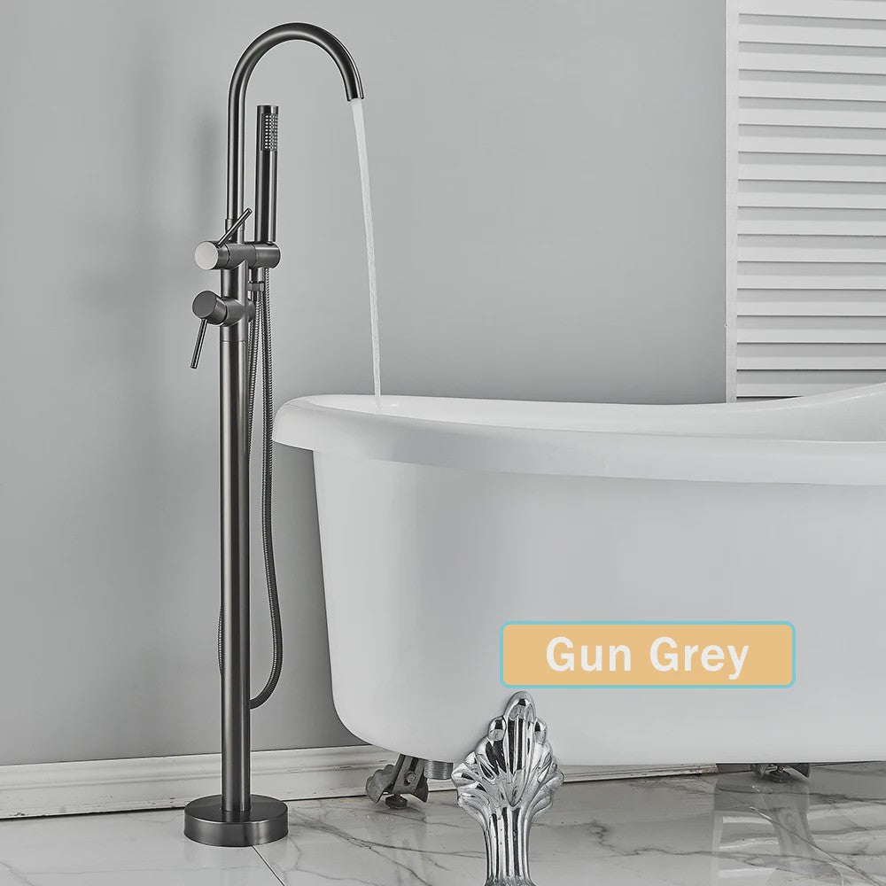 Vrijstaande Badkraan met Douchefunctie - Zwart, Chroom, Goud - Zwenkbare Uitloop & Warm/Koud Water Mixer