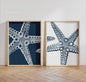 Retro Blauwe Sardine Canvas Poster - Mediterrane Stijl Wanddecoratie