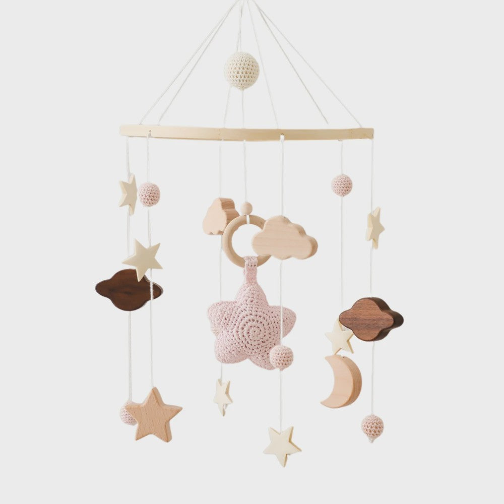 Houten Muziekdoosje Baby Mobiel - Draaiend & Kalmerende Melodieën voor de Babykamer