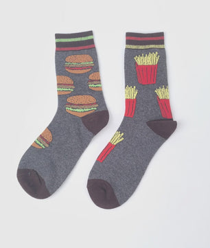 Grappige Sokken met Frietjes & Ketchup Print - Unisex Mid-Calf Sokken