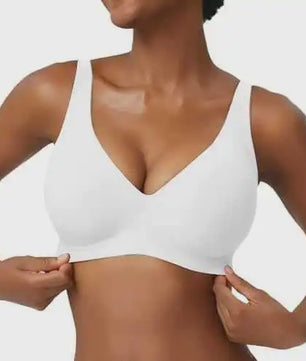Seamless Beugelvrije BH met Luipaardprint - Diepe V-hals & Push-up Effect