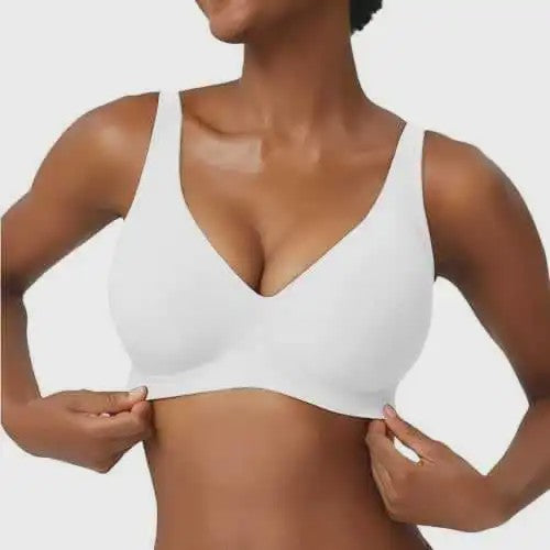 Seamless Beugelvrije BH met Luipaardprint - Diepe V-hals & Push-up Effect