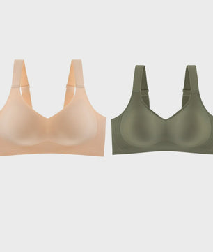 Set van 2 Naadloze Comfort BH's met V-hals en Brede Bandjes - Draadloos & Onzichtbaar