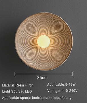 Nordic Wabi-Sabi Wandlamp Rond - Sfeervolle Resin Sconce voor Woonkamer & Slaapkamer
