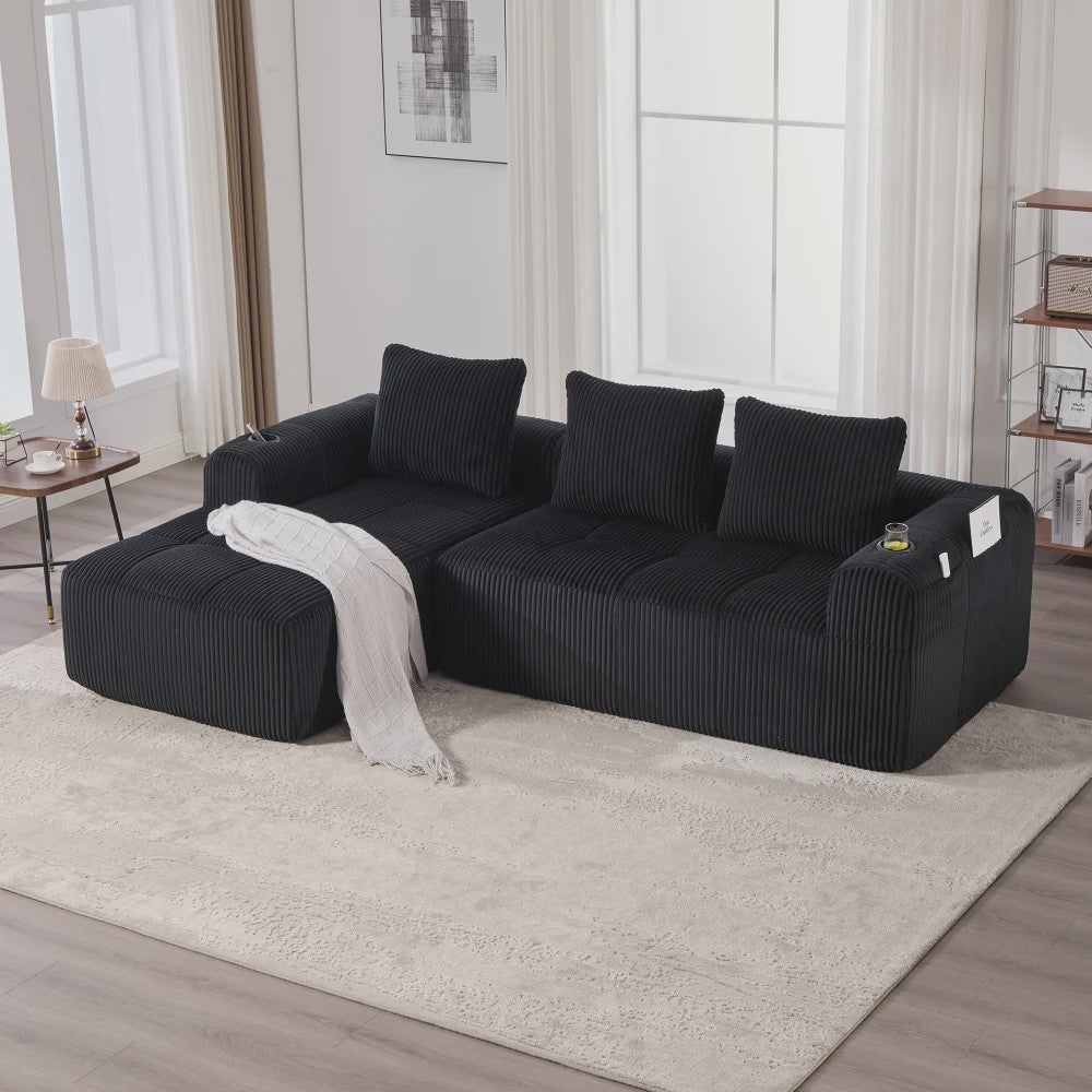Moderne Modulaire Bank met Bekerhouder en Zijvak - Compact & Comfortabel
