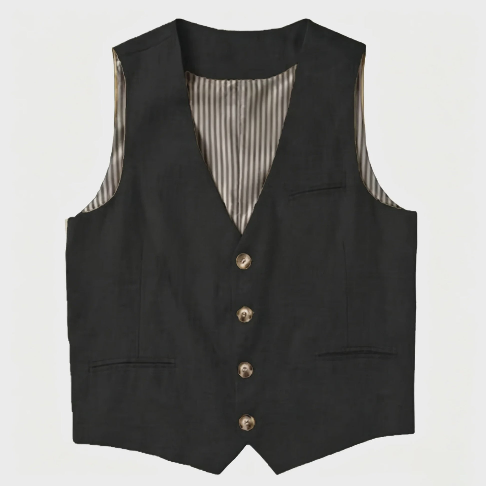 Linnen Heren Gilet - Zomer Waistcoat V-hals Single Breasted Lichtgewicht