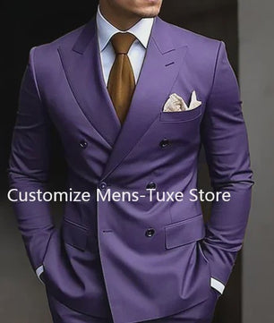 Luxe Bruin Herenpak - Double Breasted, Peak Lapel, Slim Fit Blazer & Pantalon