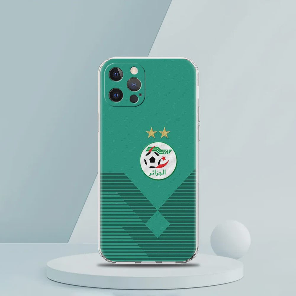 Transparante TPU Hoesje met Algerijnse Vlag - Schokbestendig voor iPhone (Diverse Modellen)