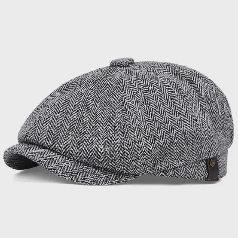 Vintage Heren Oktagonale Pet - Stijlvolle Visgraat & Streep Casual Hoed voor Dagelijks Gebruik