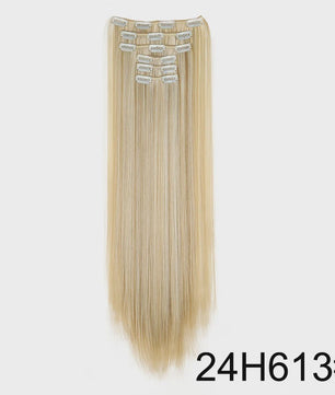 Synthetische Clip-in Haarverlengingen 24 Inch - Lang Steil, Hittebestendig, Diverse Kleuren