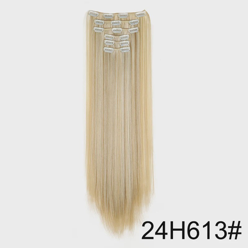 Synthetische Clip-in Haarverlengingen 24 Inch - Lang Steil, Hittebestendig, Diverse Kleuren