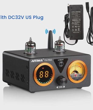 AIYIMA T9 PRO HiFi Bluetooth 5.2 Tube Versterker met VU Meter - 100W x 2 Stereo Audio Amp met USB DAC, COAX & OPT