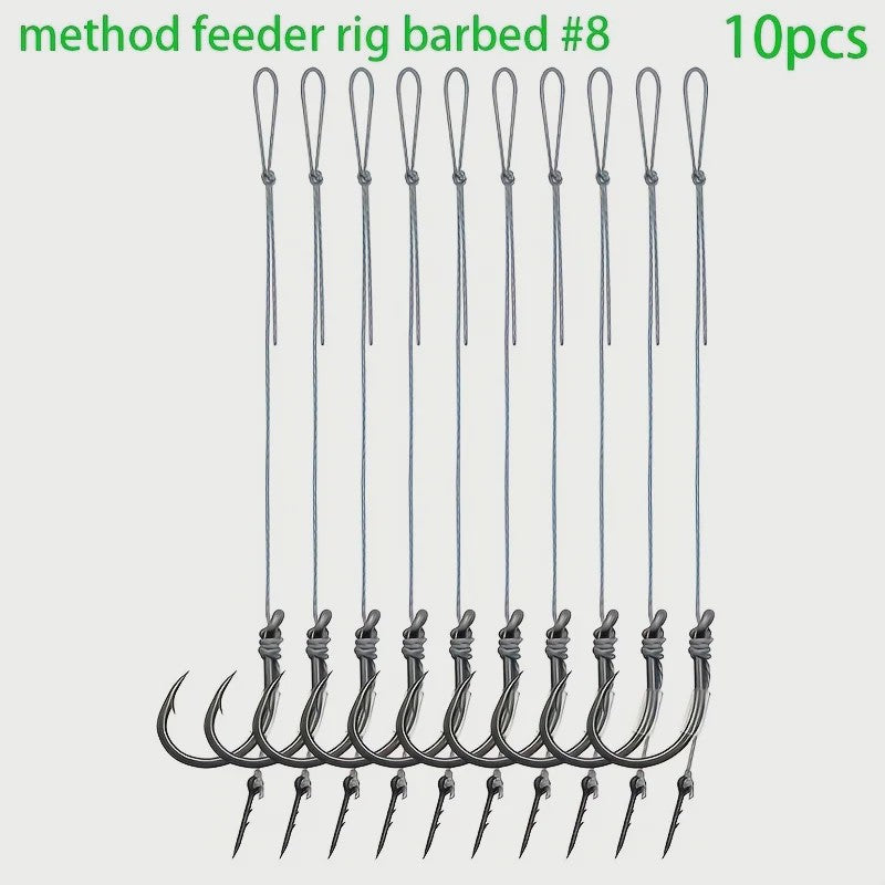 Method Feeder Rigs Set: 10/20 Stuks Haken met Gevlochten Lijn voor Feeder Vissen