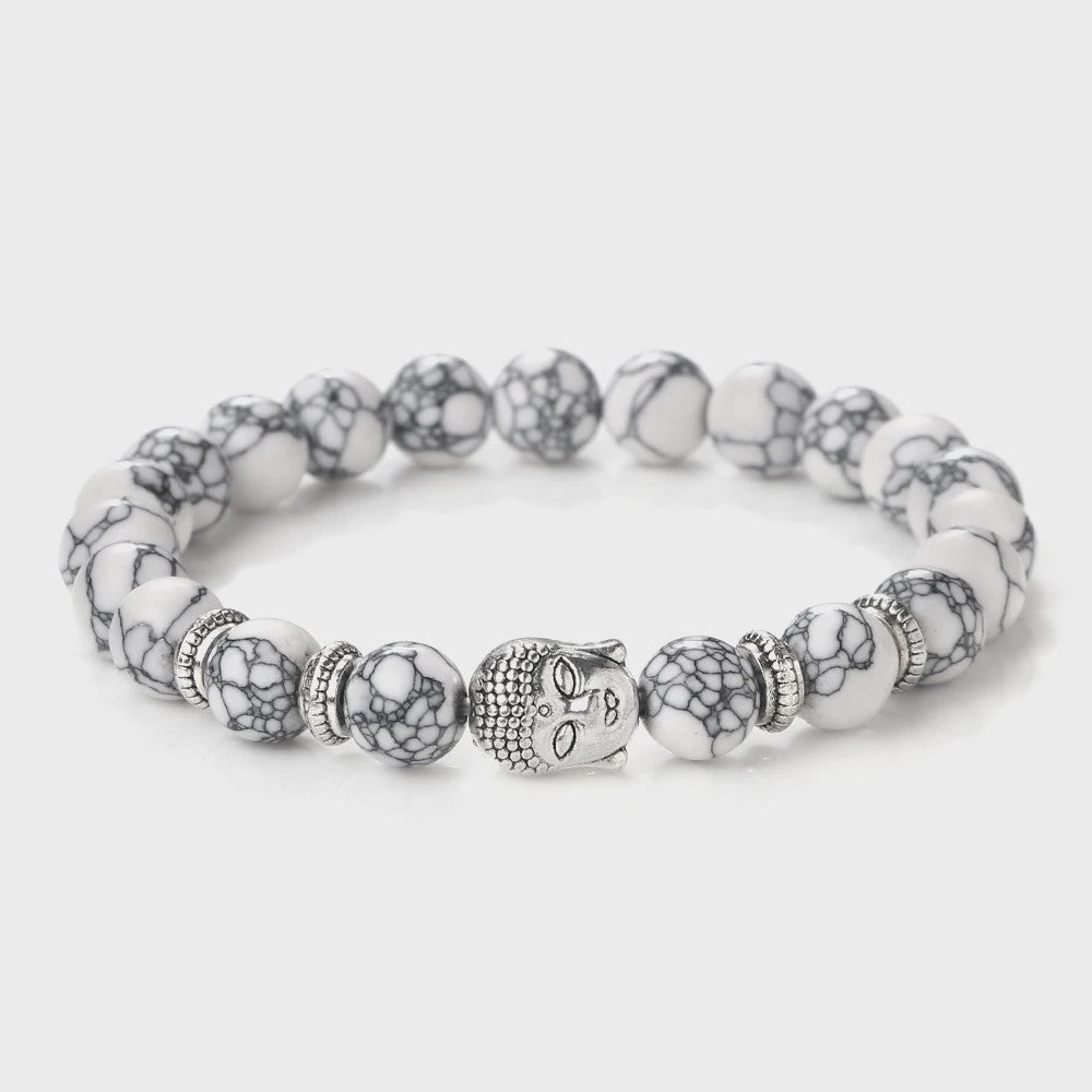 Buddha Hoofd Kralen Armbanden - Natuursteen (Tijgeroog, Vulkanisch, Malachiet, Rozenkwarts)