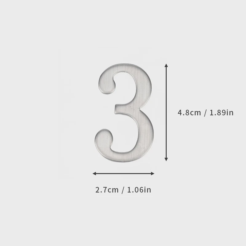 RVS Deurnummer met Zelfklevende Achterkant - 5x3cm Huisnummer voor Buiten