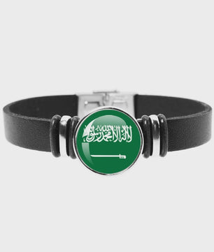 Leren Armband met Vlag van [Land] - Stijlvolle Bangle voor Dames en Heren