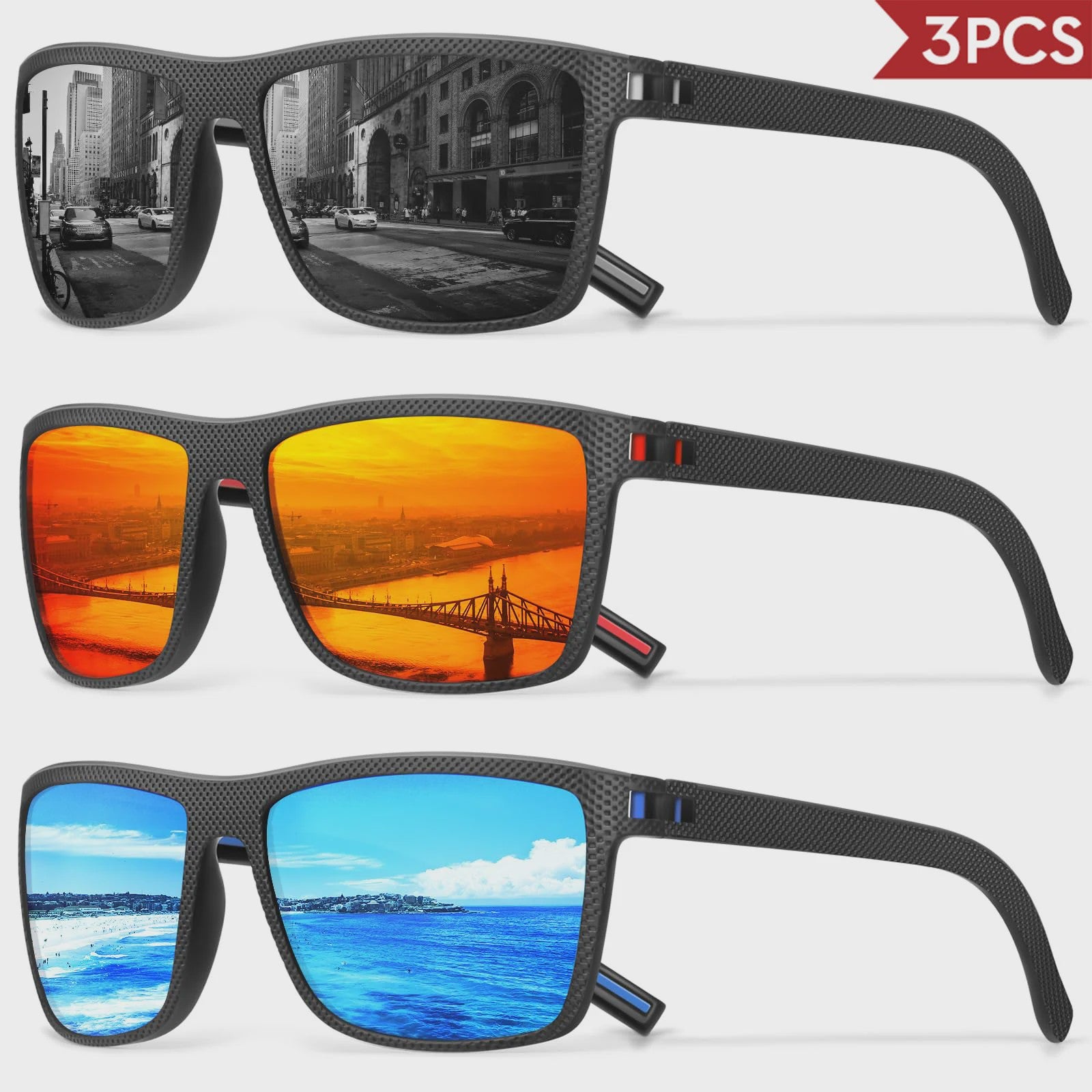 Designer Polarized Zonnebrillen Set voor Heren & Dames | UV400 Bescherming | Ideaal voor Buitenactiviteiten