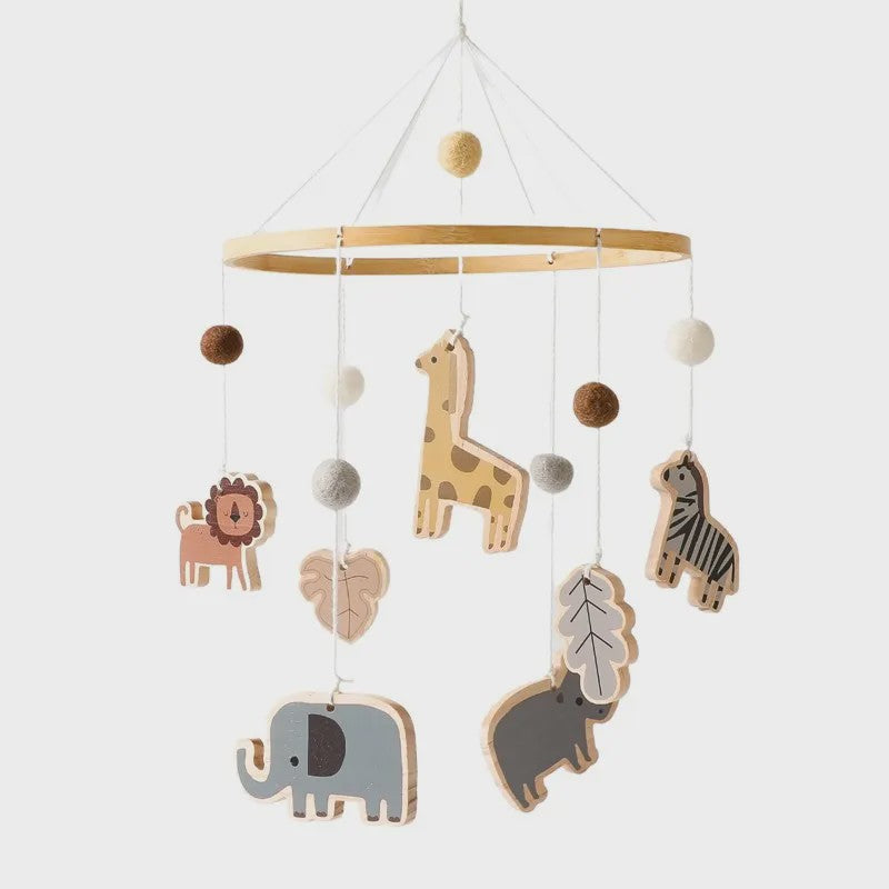 Houten Baby Mobiel voor Ledikant met Teddybeer, Maan en Sterren - Muziek & Rammelaar - Perfect Kraamcadeau