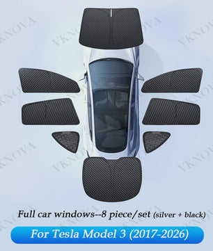 Set Zonneschermen voor Tesla Model 3/Y (2017-2025) - Privacy & UV Bescherming