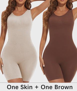 Naadloze Body Shaper Bodysuit met Brede Bandjes - Volledige Compressie & Dij Slimming
