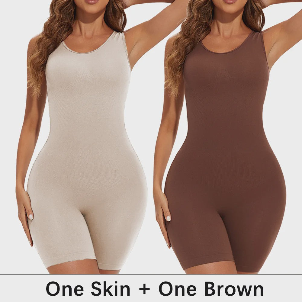 Naadloze Body Shaper Bodysuit met Brede Bandjes - Volledige Compressie & Dij Slimming