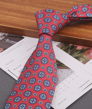 Klassieke Heren Strikdas - Imitatie Zijde met Polka Dot & Bloemendessin