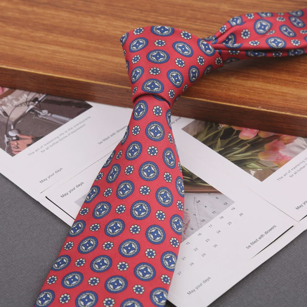 Klassieke Heren Strikdas - Imitatie Zijde met Polka Dot & Bloemendessin