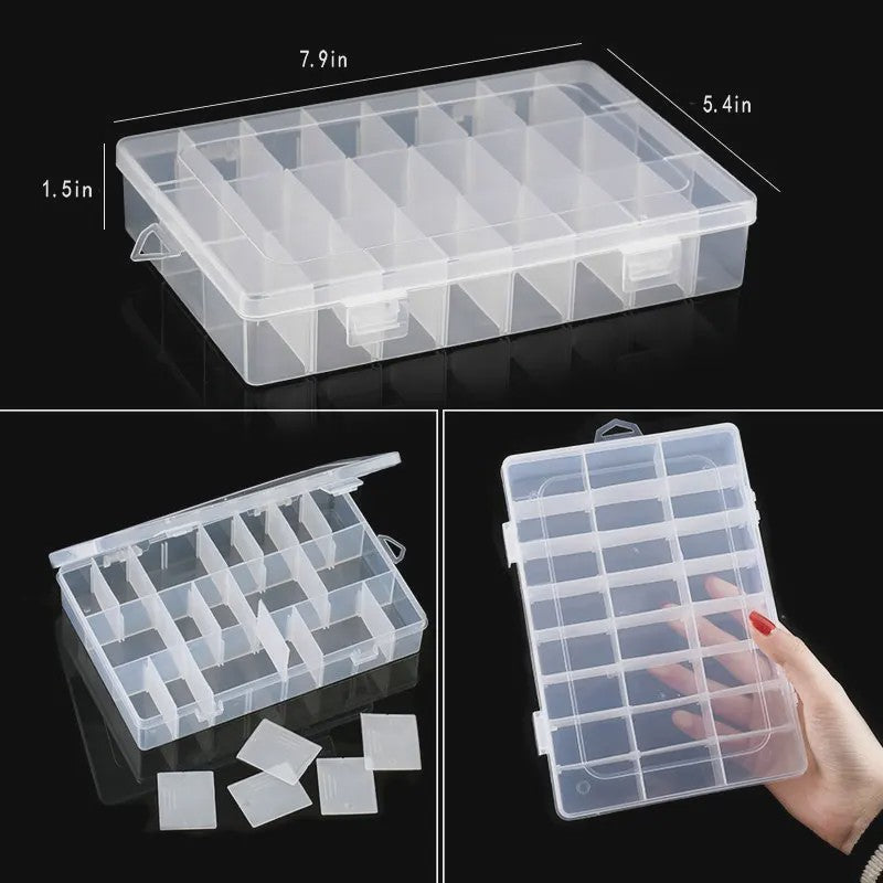 Transparante Plastic Opbergdoos met Verstelbare Vakjes - Sieraden, Kralen & Kleine Spullen